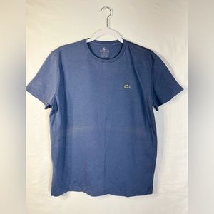 Mens Blue Lacoste Tag-less Scoop Neck Short Sleeve T Shirt